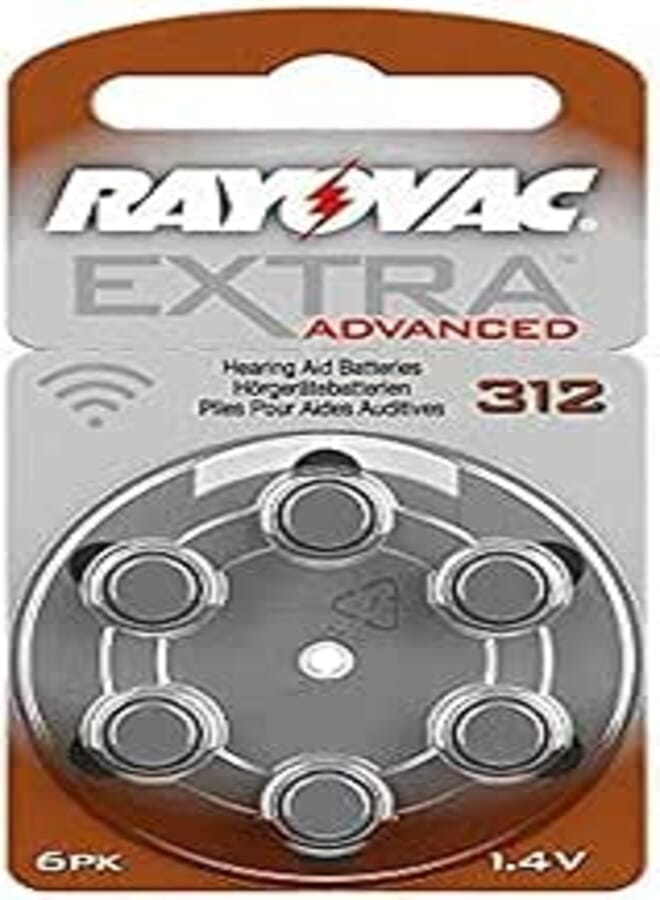 Rayovac Extra Peak Hearing Aid 6 Batteries - Size 312-2724327057179